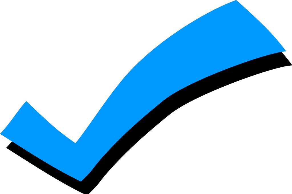 Blue Checkmark Icon PNG — A bold blue checkmark icon stands out against a solid black background.