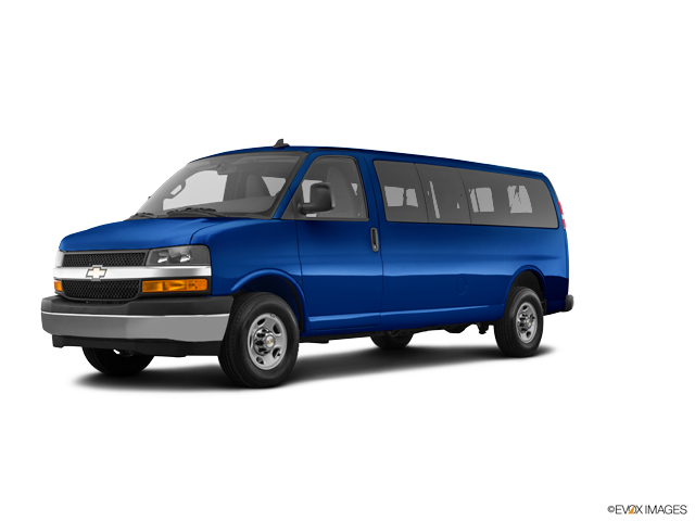 Blue Chevrolet Passenger Van Side View PNG