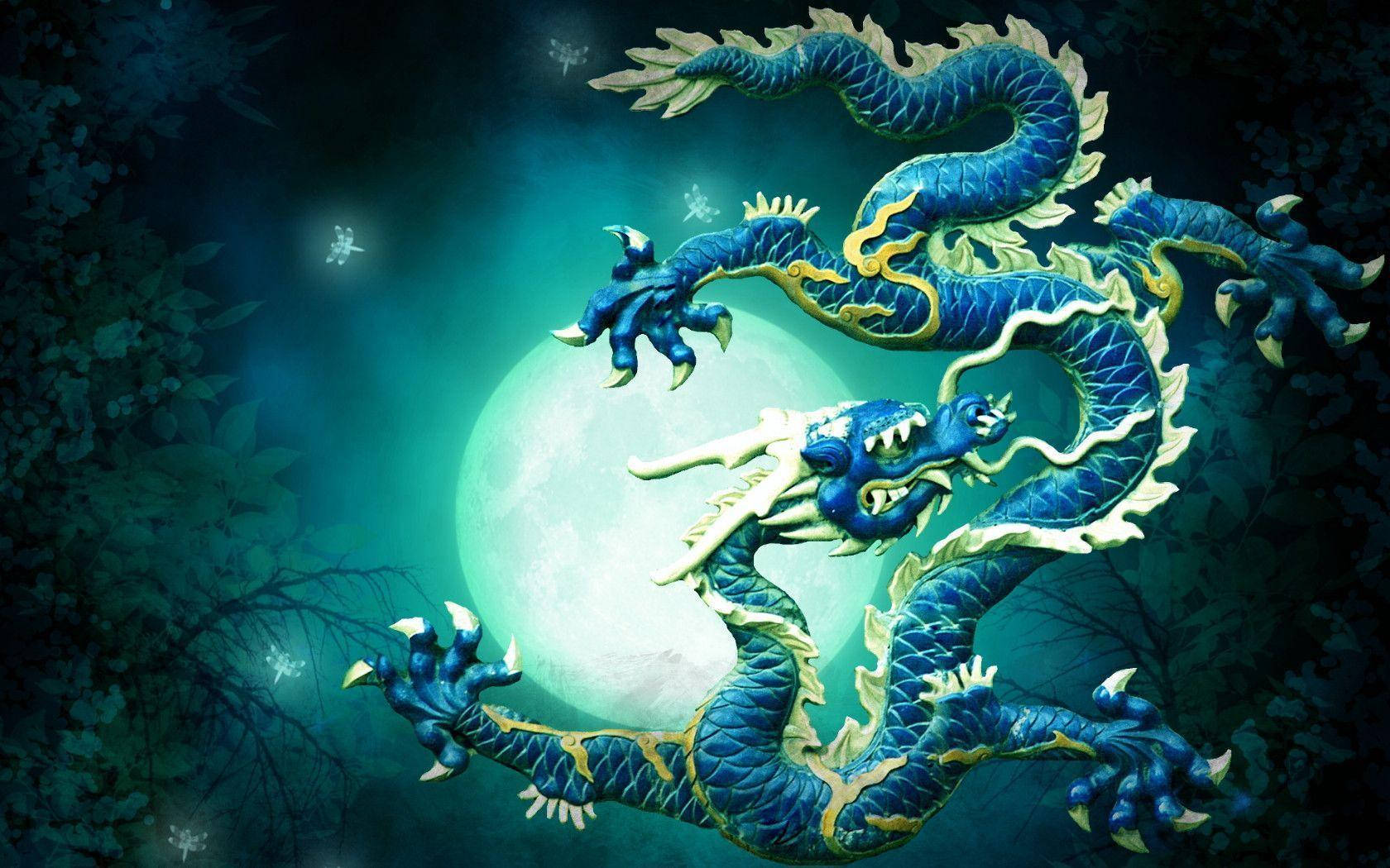 Blue Chinese Earth Dragon