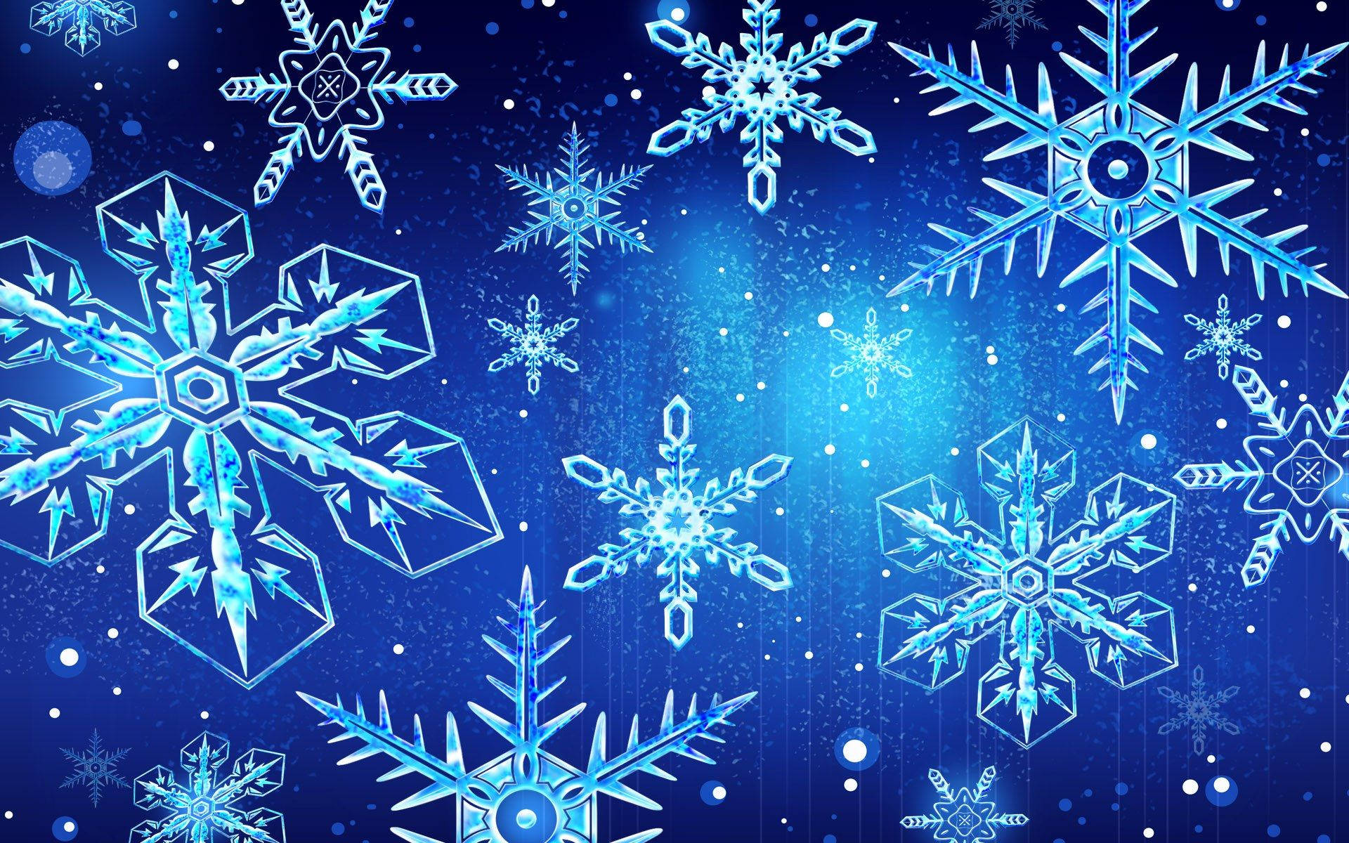 Blue Christmas Festive Snowflakes Illustration Wallpaper