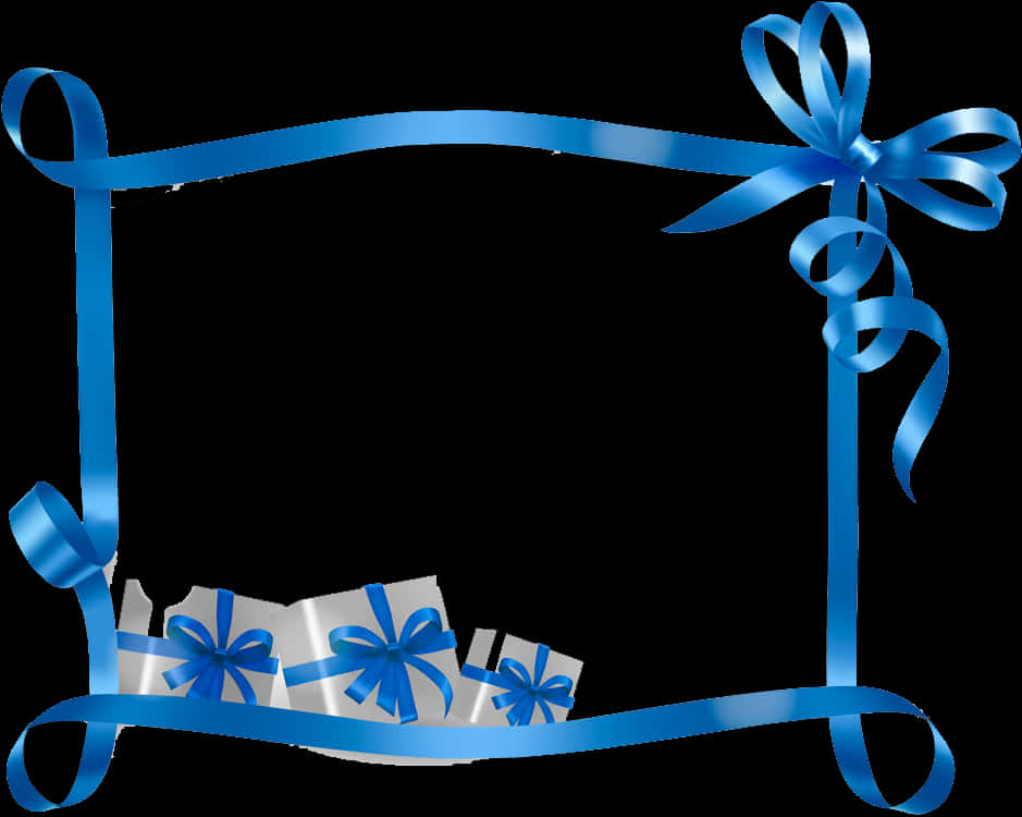 Blue Christmas Gift Border PNG