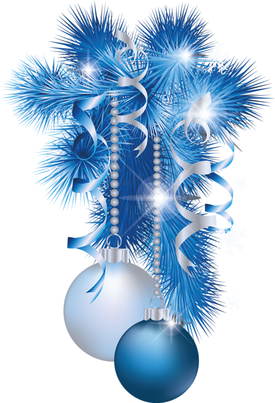 Blue Christmas Ornamentsand Ribbons PNG