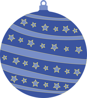 Blue Christmas Ornamentwith Stars PNG