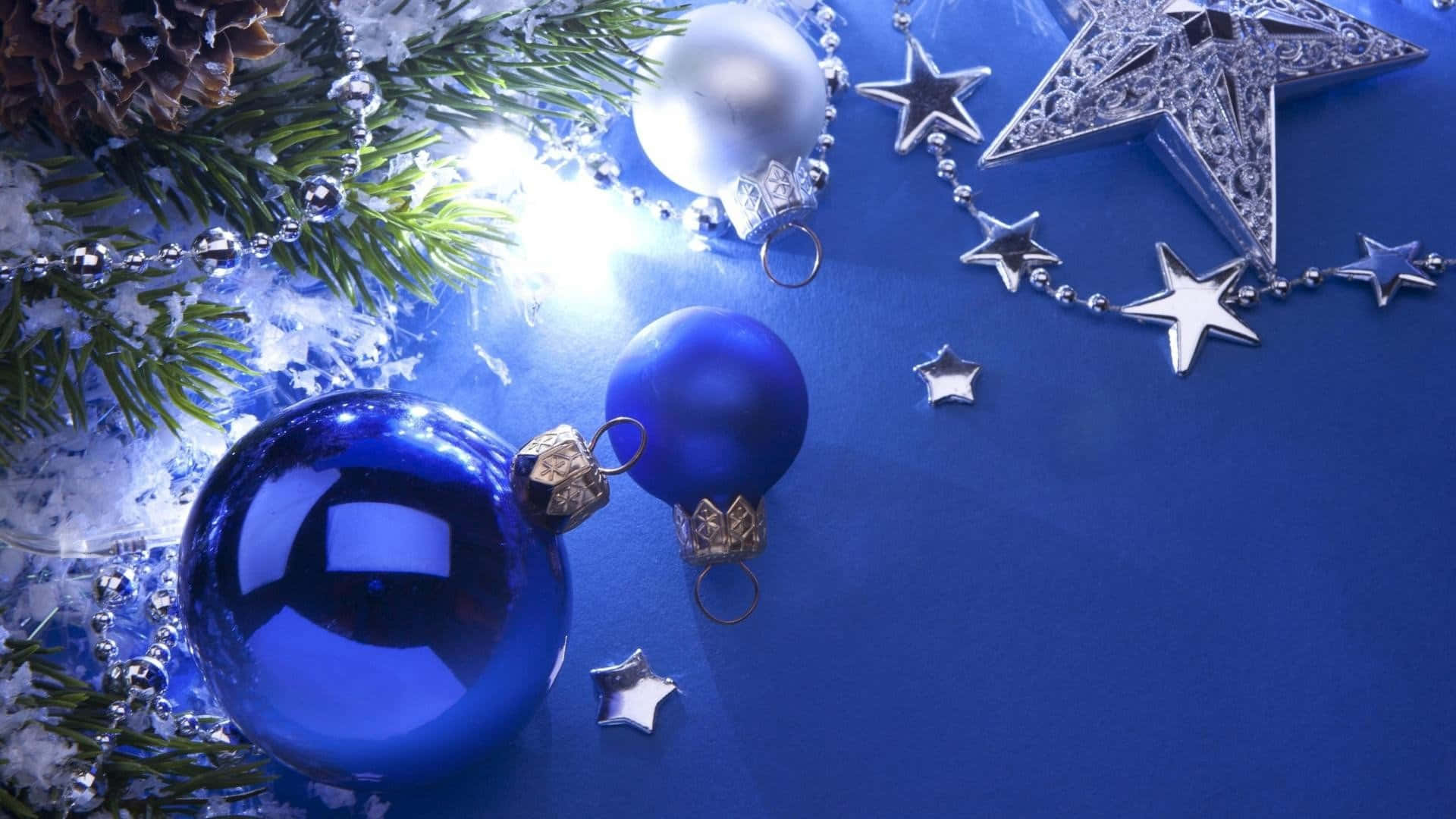 Blue Christmas Adornments Wallpaper