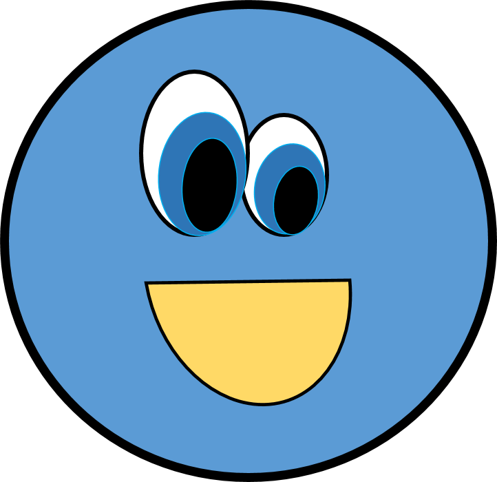 Blue Circle Cartoon Face PNG