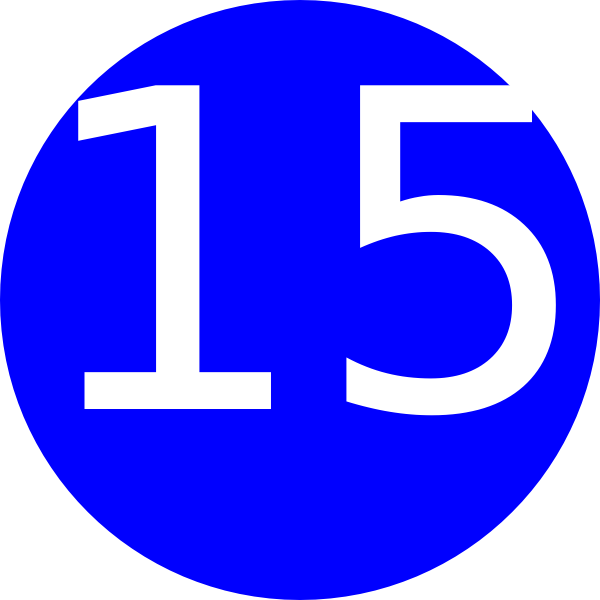 Blue Circle Number15 PNG