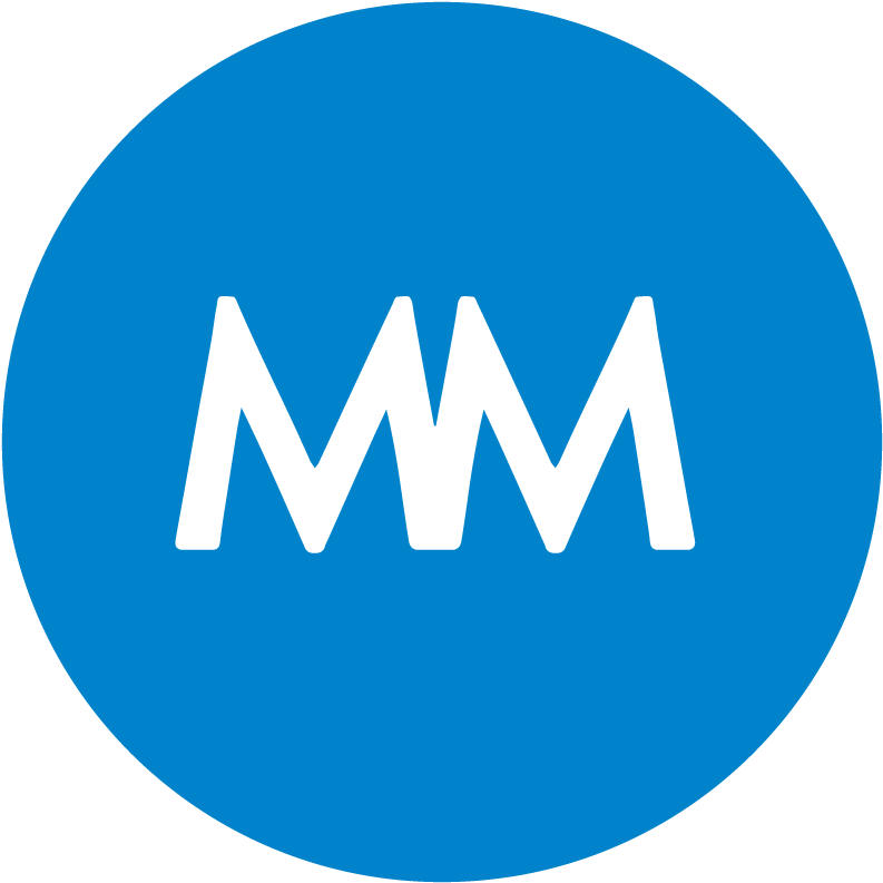 Blue Circle White M Wave Logo PNG