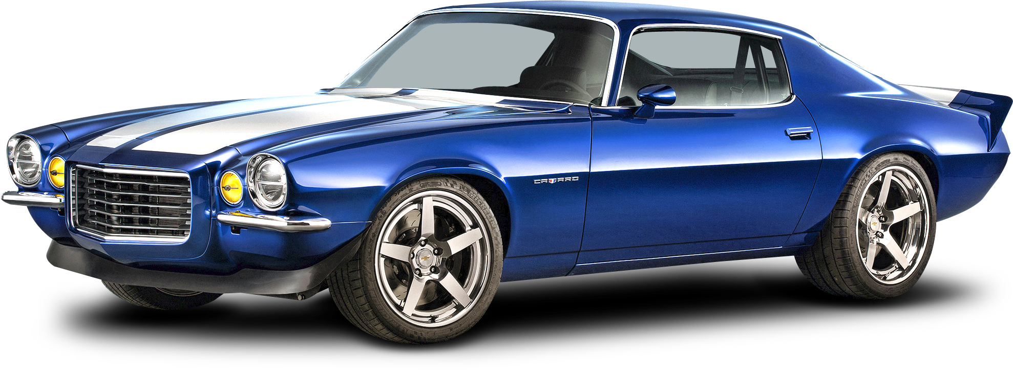 Blue Classic Camaro Side View PNG