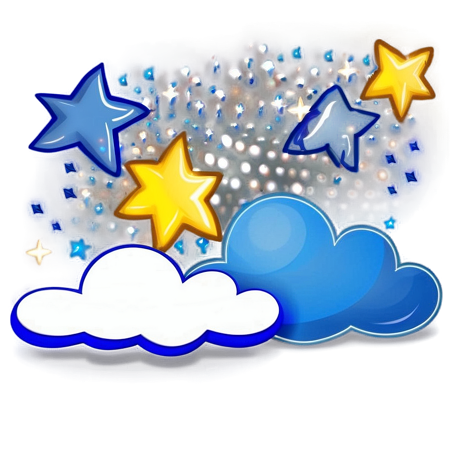 Blue Clouds With Stars Png 06202024 PNG