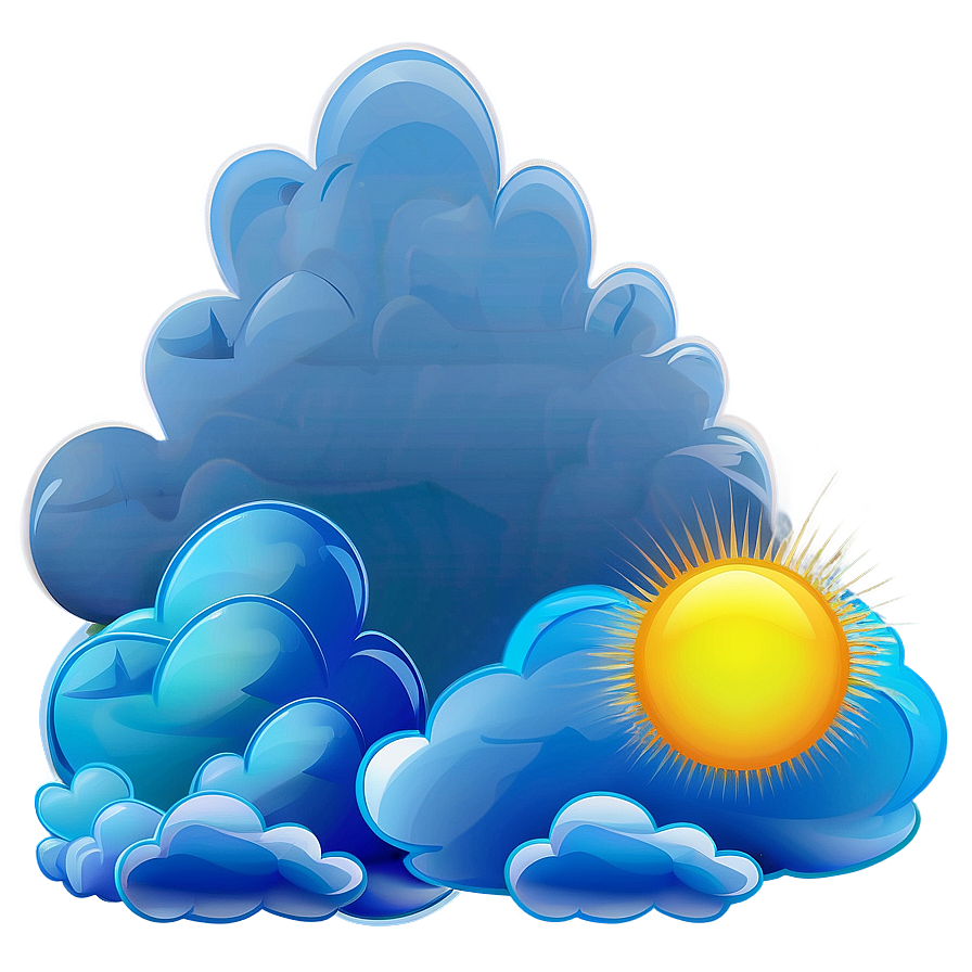 Blue Clouds With Sun Png Yxi PNG