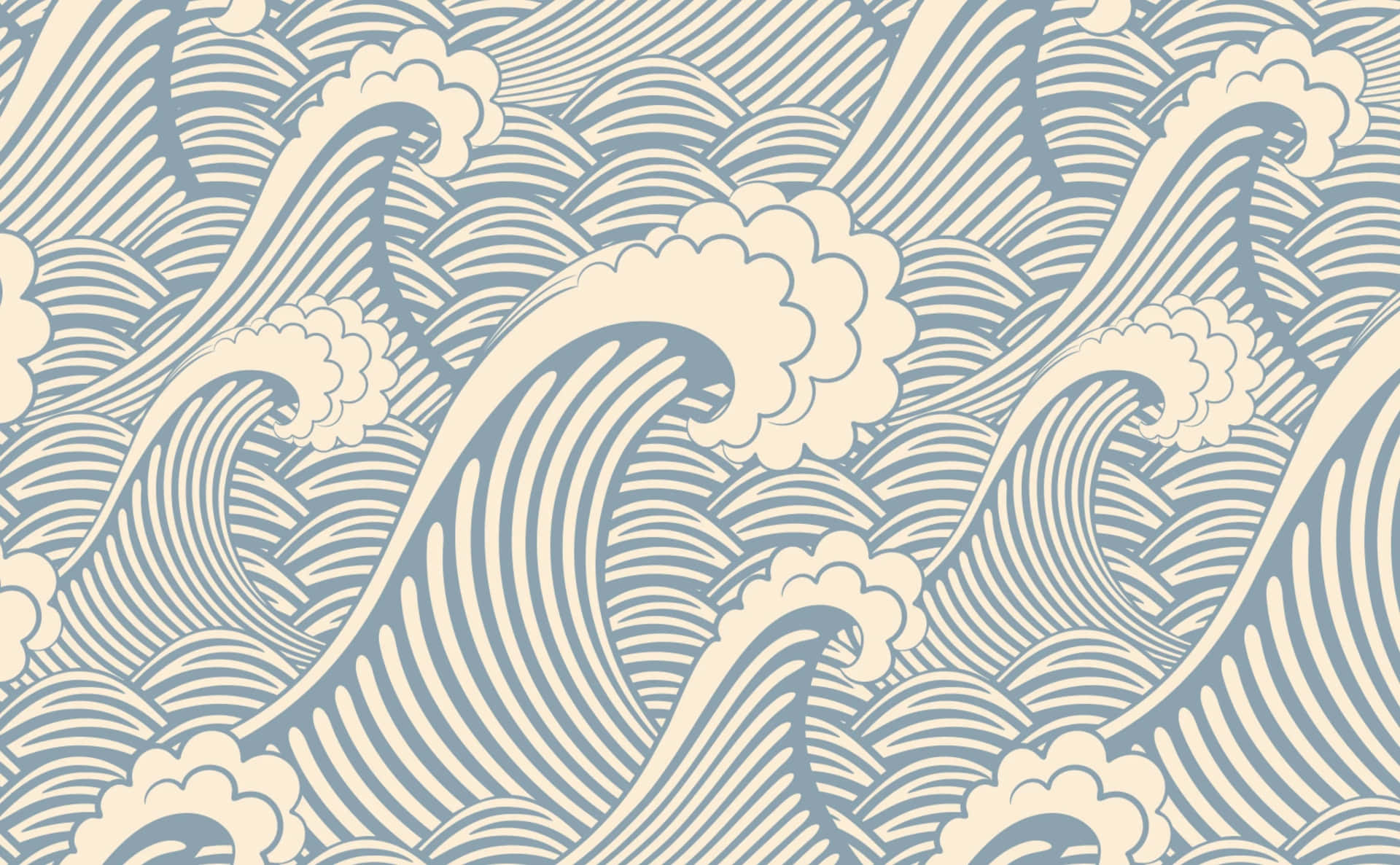 Blue Coastal Wave Pattern Wallpaper