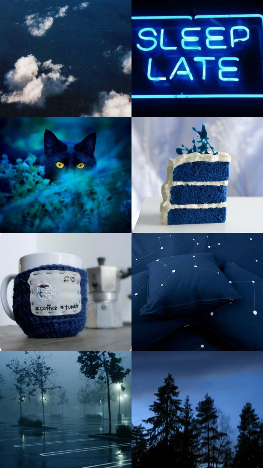 Creative Blue Collage Art Wallpaper