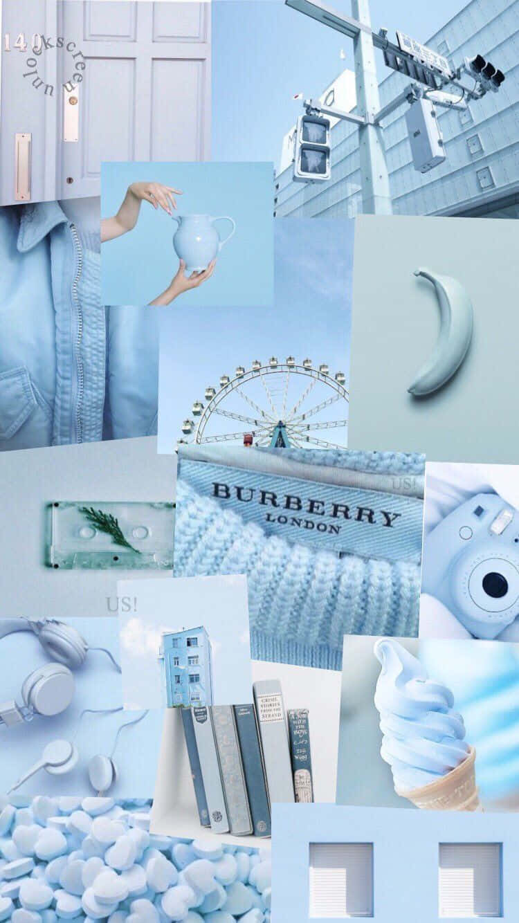 Blue And White Collage With Pictures Of Blue And White Wallpaper