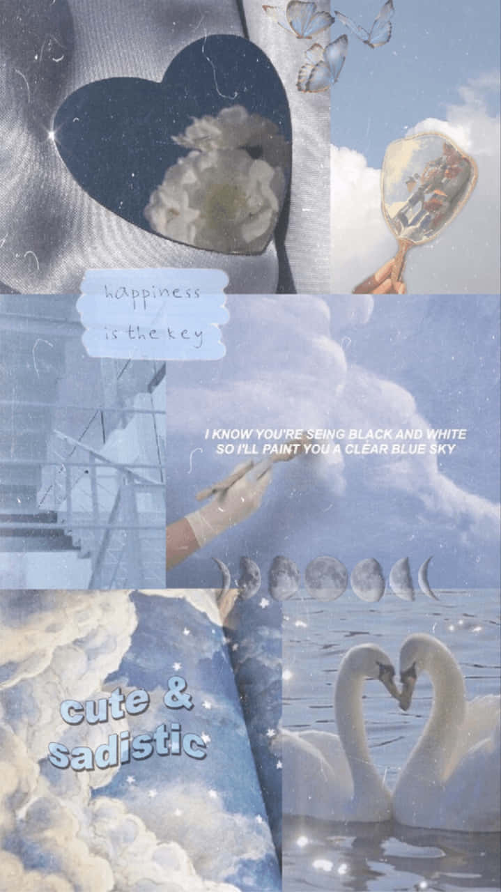Uncollage De Imágenes De Cisnes Y Nubes Fondo de pantalla
