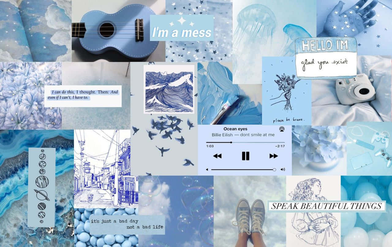 Collection of blue abstract elements. Wallpaper