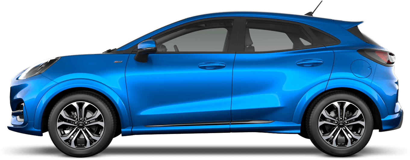Blue Compact Car Side View PNG