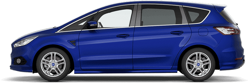 Blue Compact Family Car Side View PNG