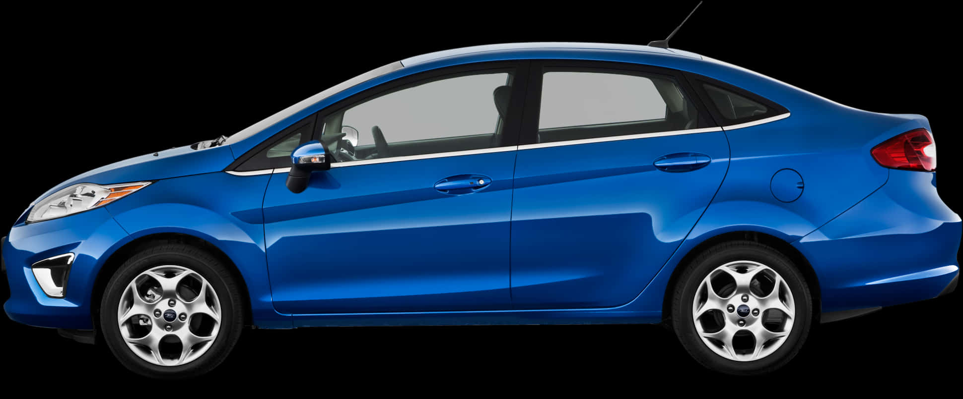 Blue Compact Sedan Side View PNG