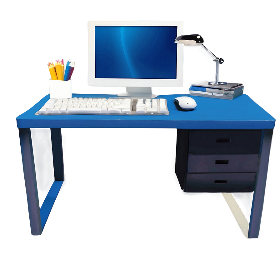 Blue Computer Desk Png Wrd PNG