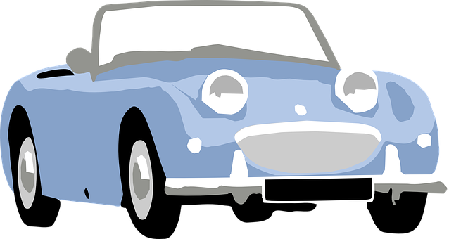 Blue Convertible Cartoon Car PNG