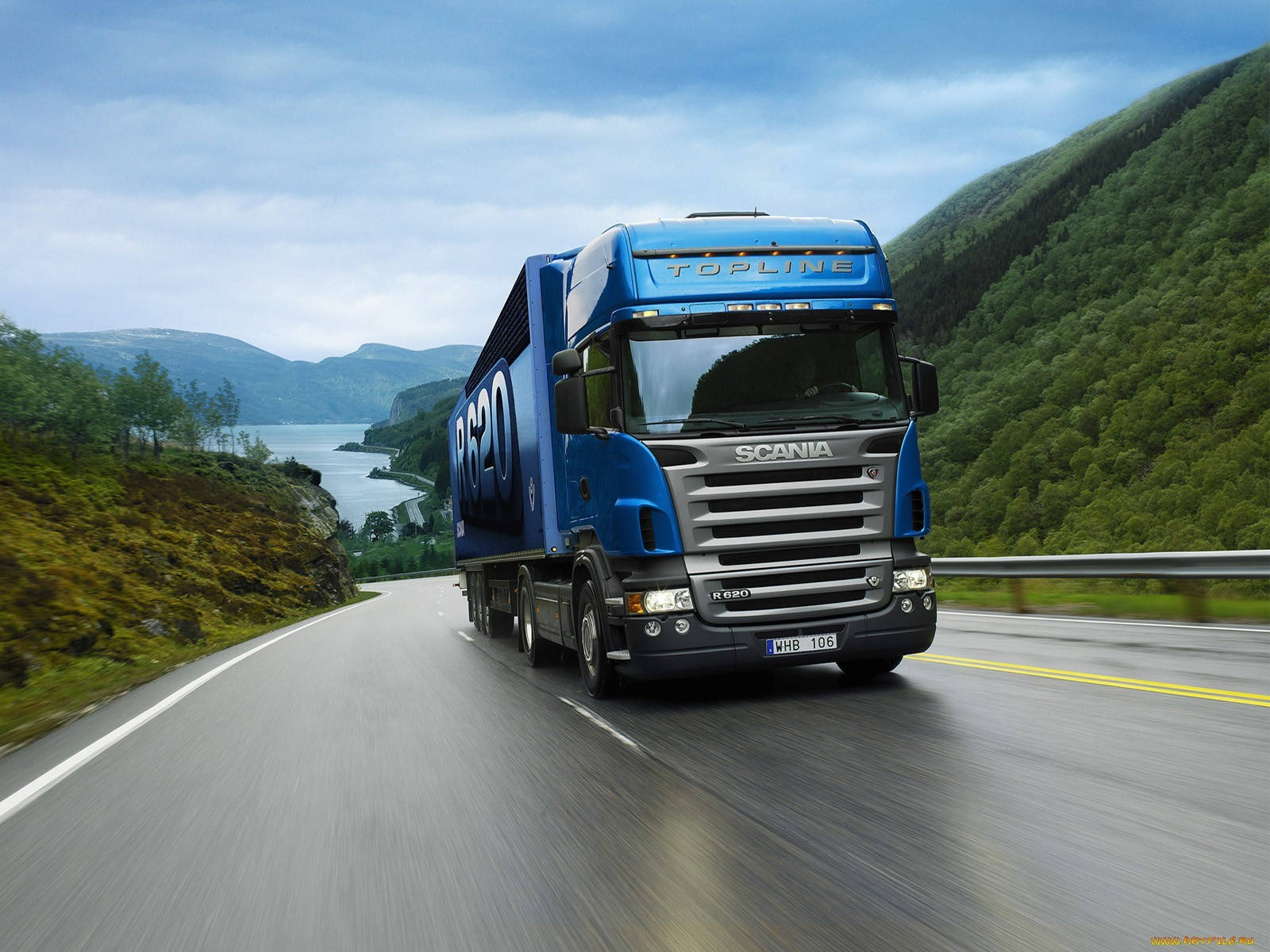 Blue Cool Truck On The Road Wallpaper