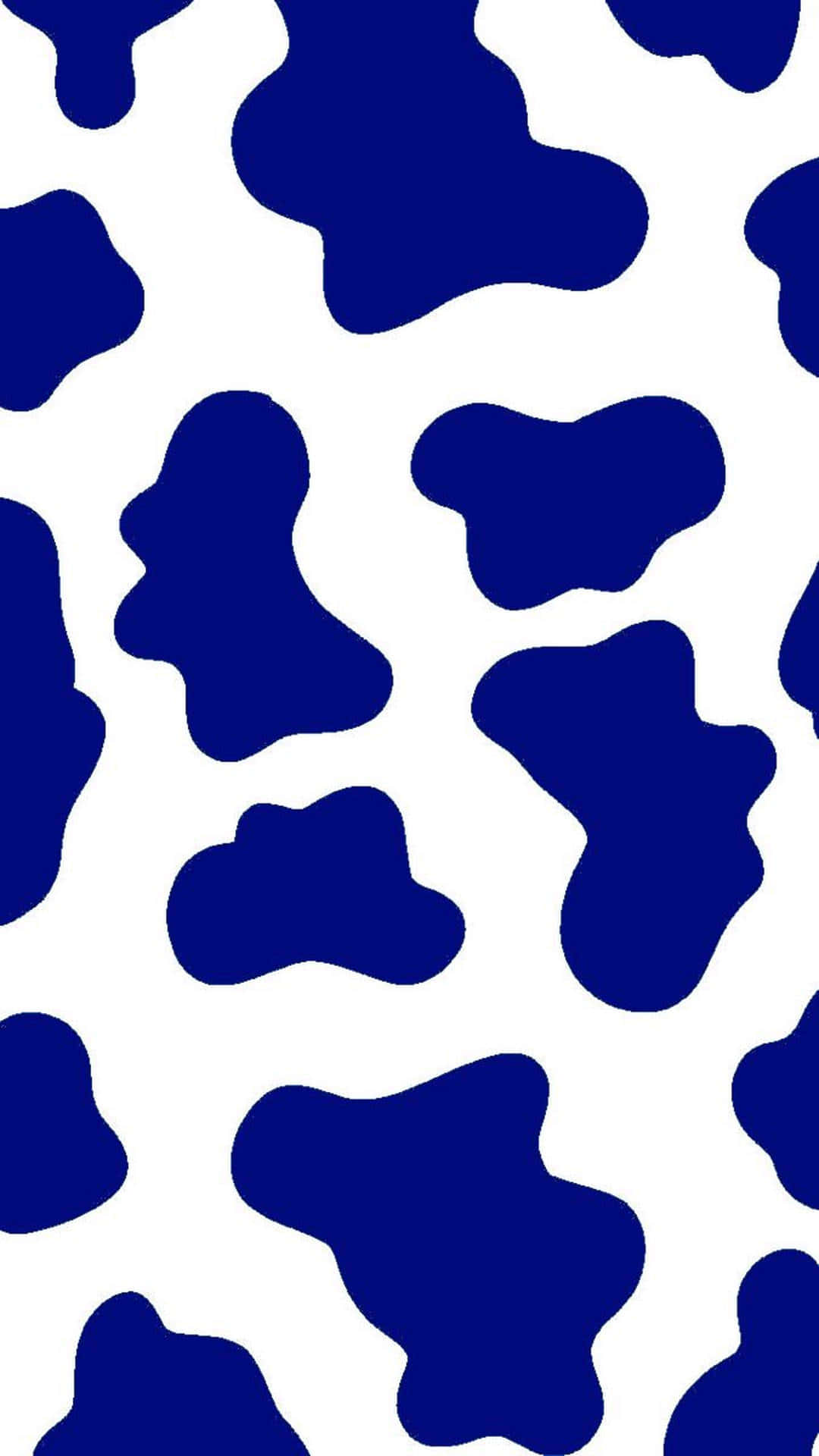 Patrónde Estampado De Vaca En Azul Y Blanco. Fondo de pantalla
