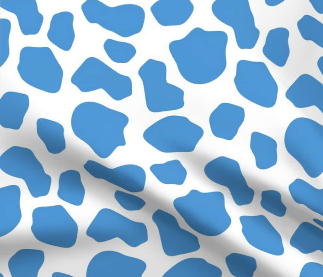Blue And White Cow Print Fabric Wallpaper