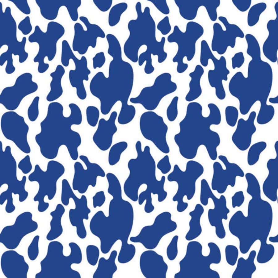 Estampadoclásico De Vaca Azul Para Animar La Decoración De Tu Hogar. Fondo de pantalla