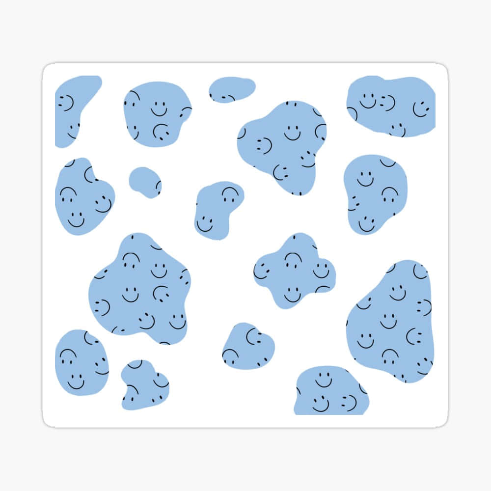 Blue Smiley Faces Sticker Wallpaper