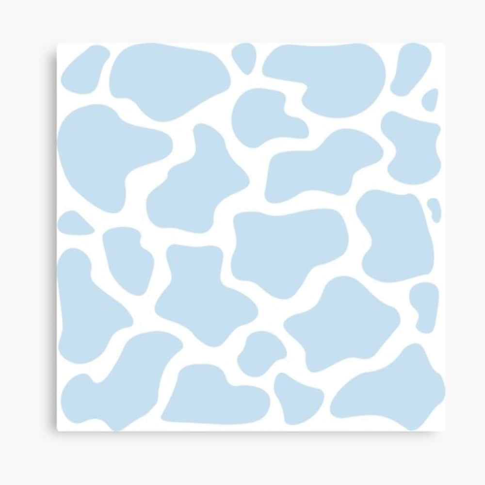Et blå-hvidt mønster med et ko-tryk lærred tryk Wallpaper