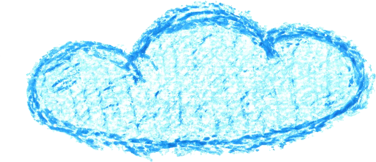 Blue Crayon Cloud Drawing PNG