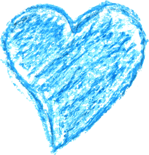 Blue Crayon Heart Drawing PNG