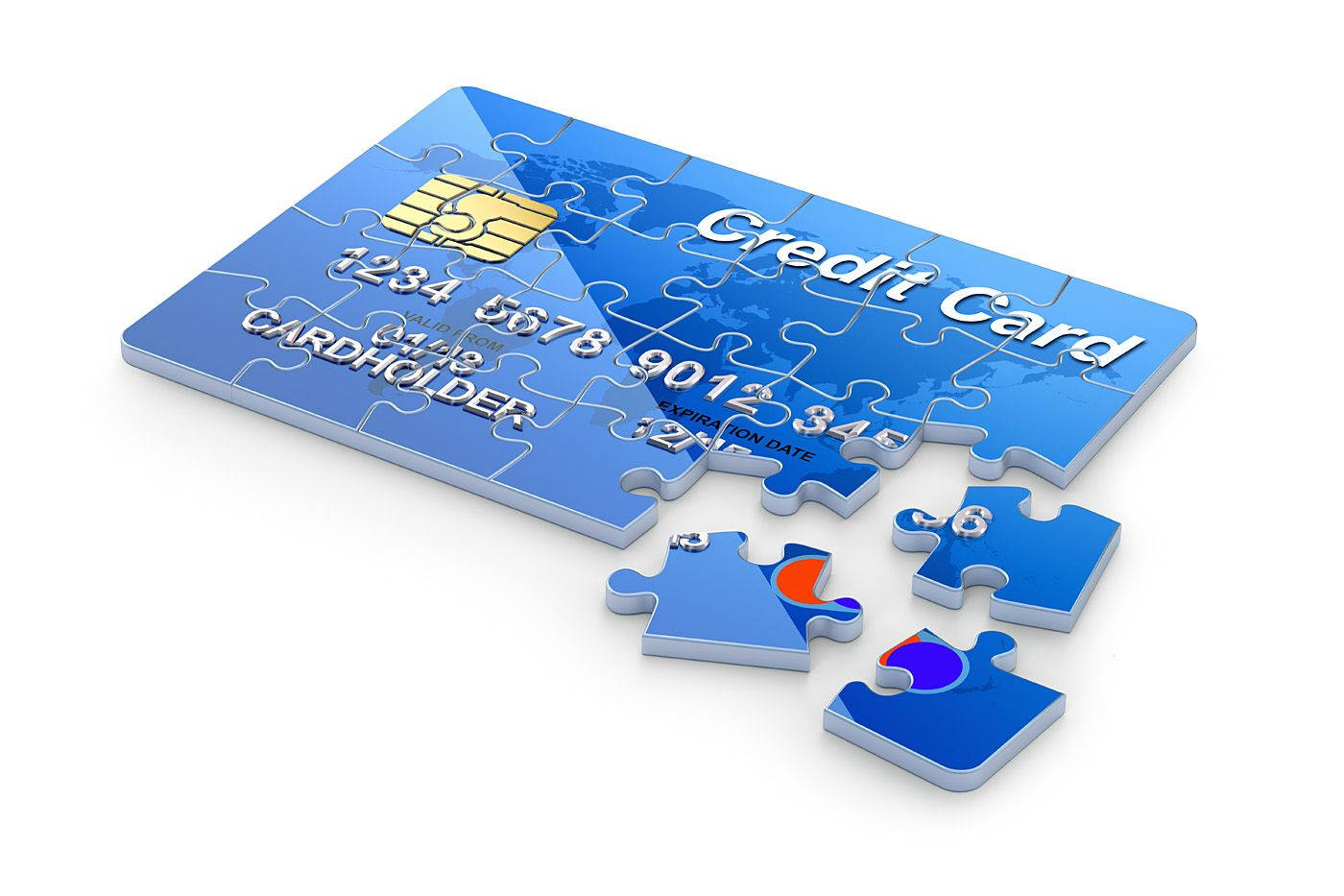 Diseñode Rompecabezas Con El Diseño De Una Tarjeta De Crédito Azul. Fondo de pantalla