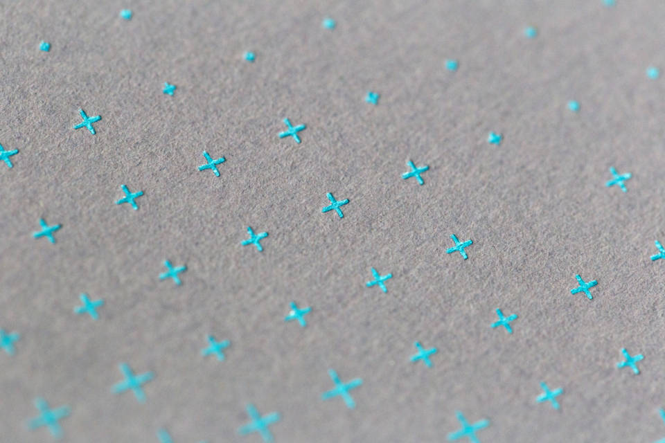 Blue Crosses Gray Paper Texture Wallpaper
