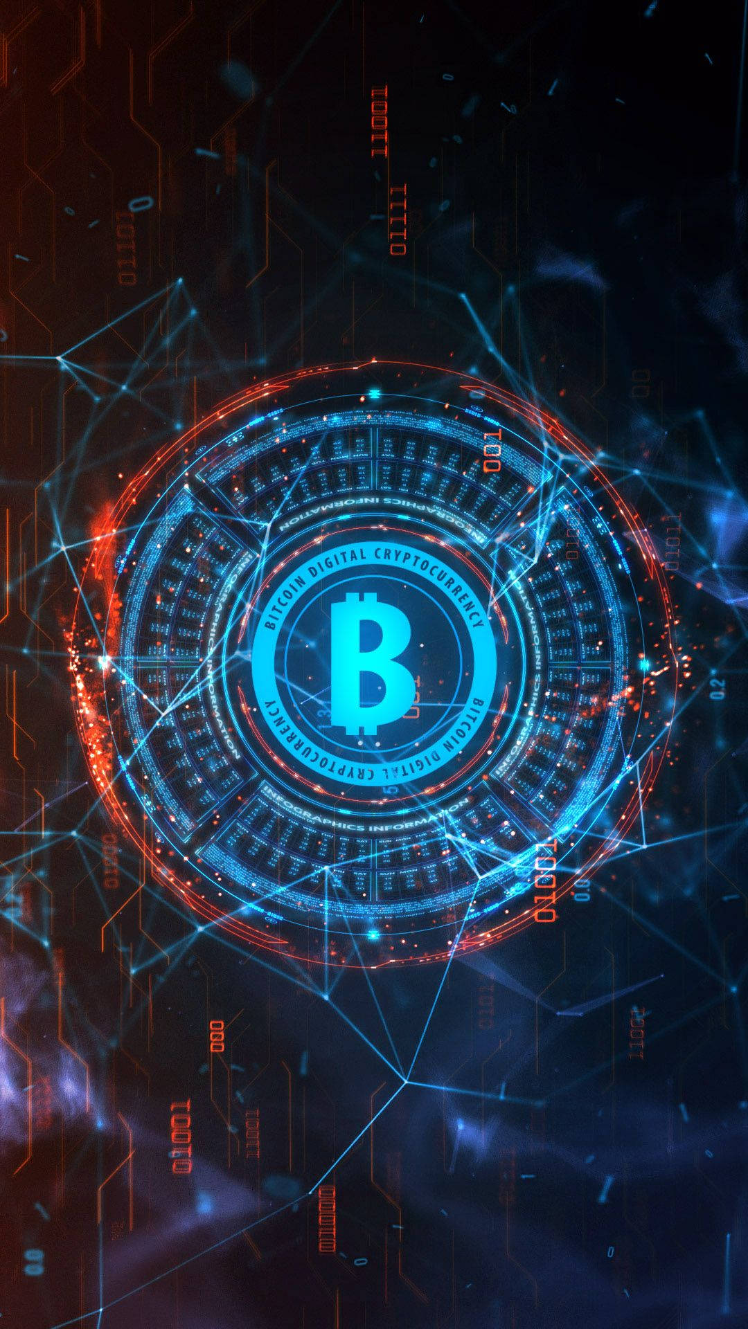Blue Crypto Bitcoin Digital Abstract Graphic Wallpaper