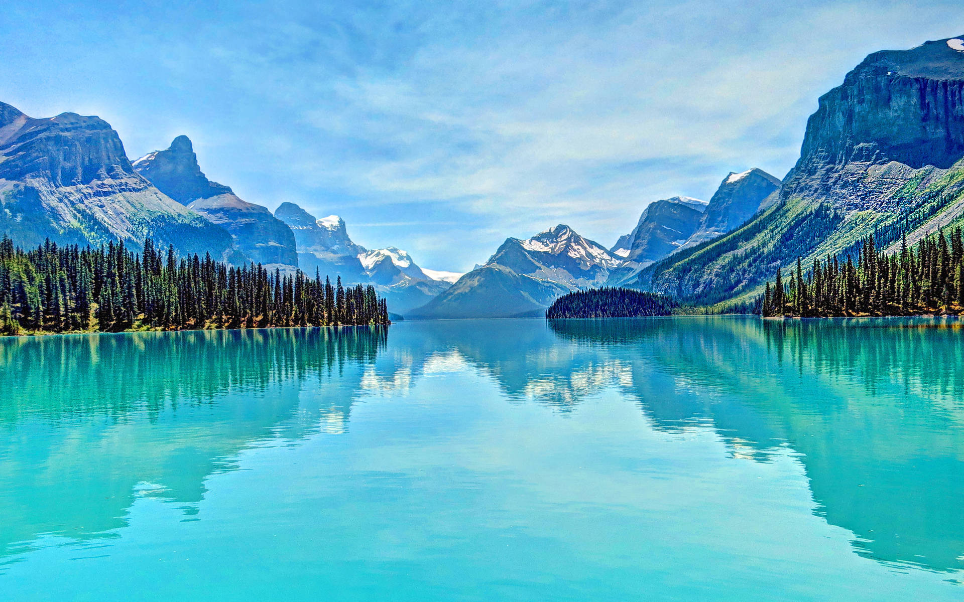 Blue Crystal Maligne Lake Canada Pretty Landscape Wallpaper