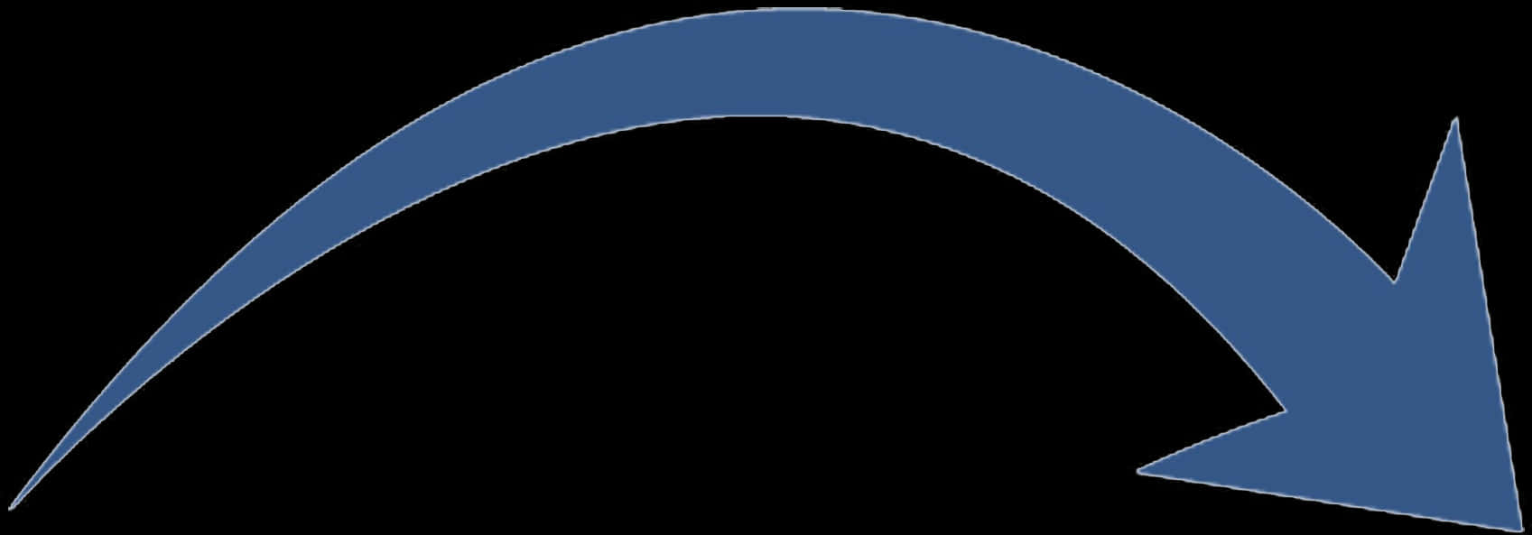 Blue Curved Arrowon Black Background PNG