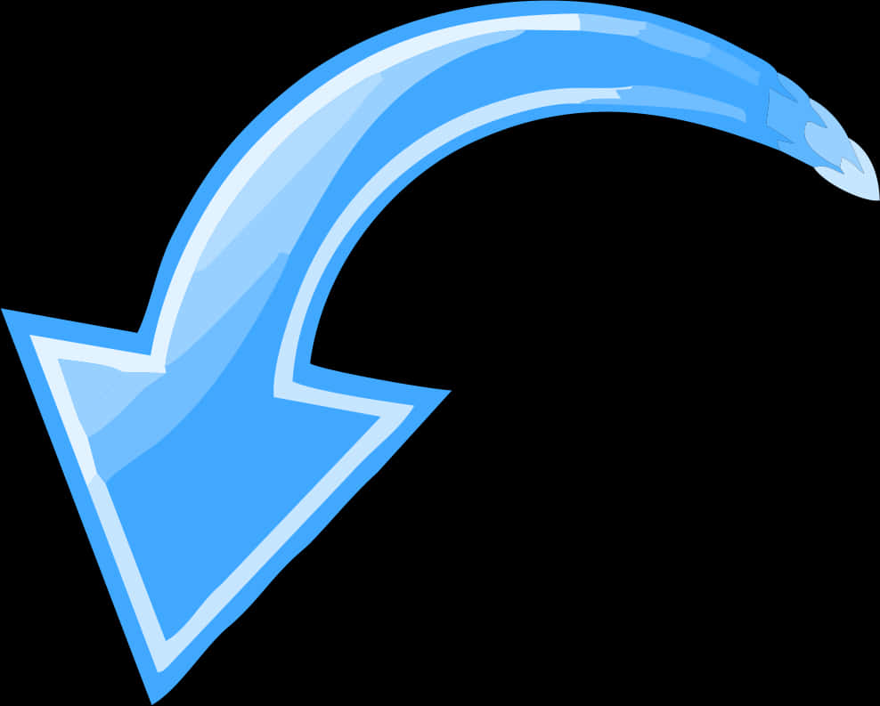 Blue Curved Down Arrow PNG