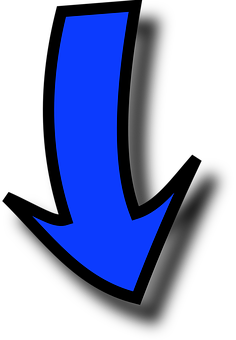 Blue Curved Downward Arrow PNG