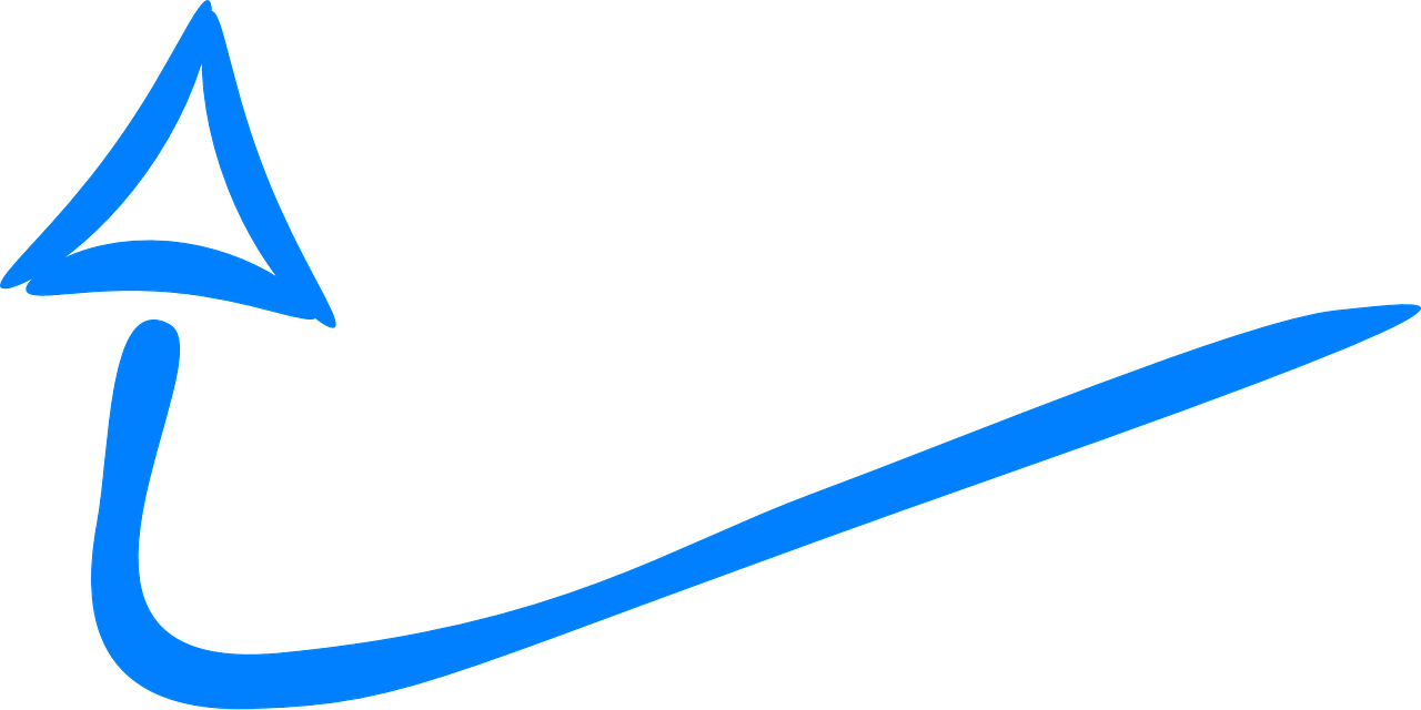 Blue Curved Hand Drawn Arrow PNG