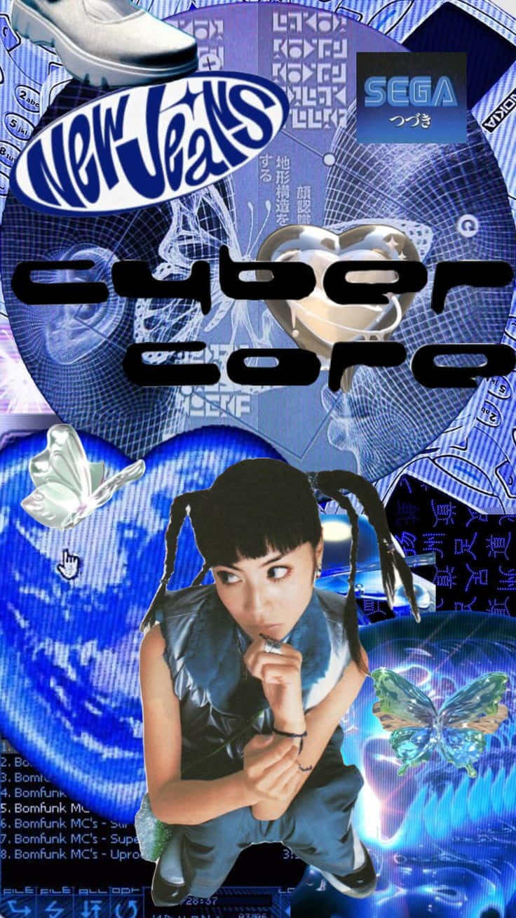 Blue Cybercore Aesthetic Collage.jpg Wallpaper