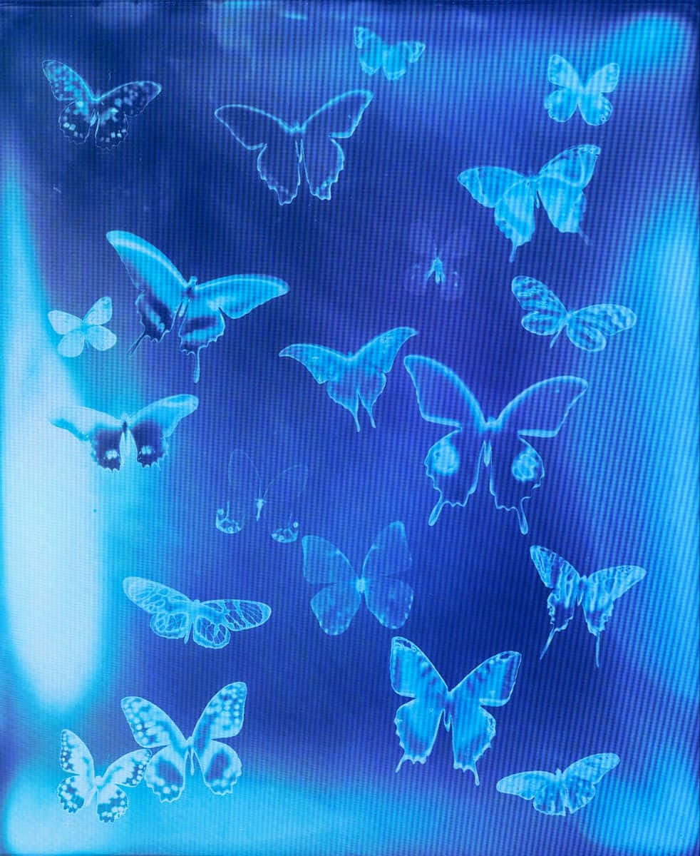 Blue Cybercore Butterfly Aesthetic Wallpaper