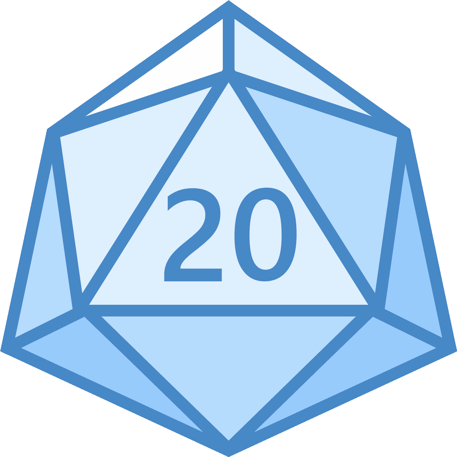 Blue D20 Dice Icon PNG
