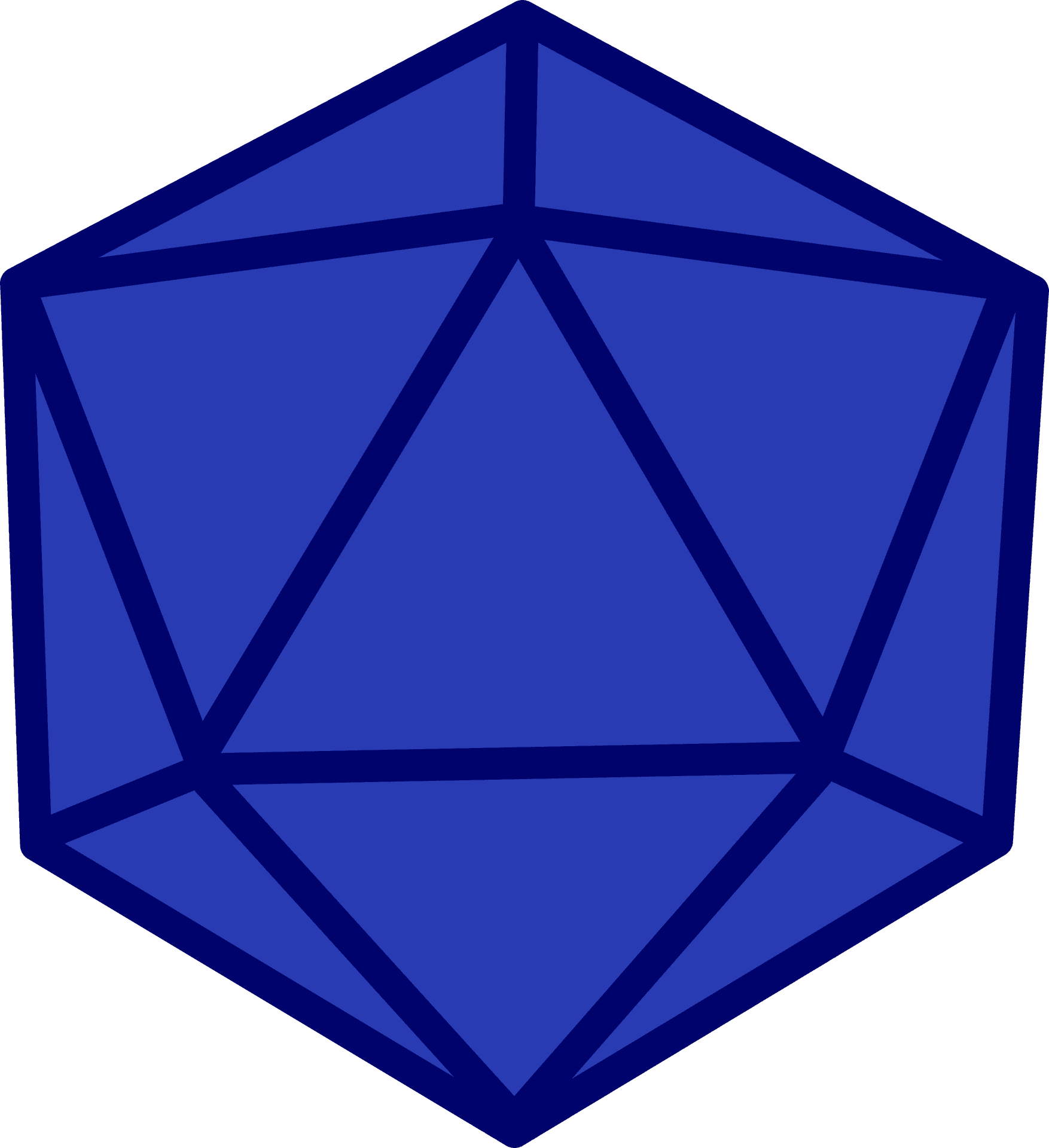 Blue D20 Dice Icon PNG