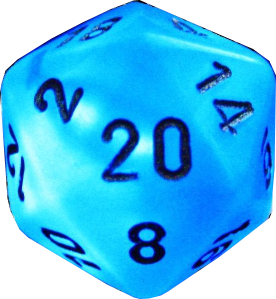 Blue D20 Dice Rolling Critical Hit PNG