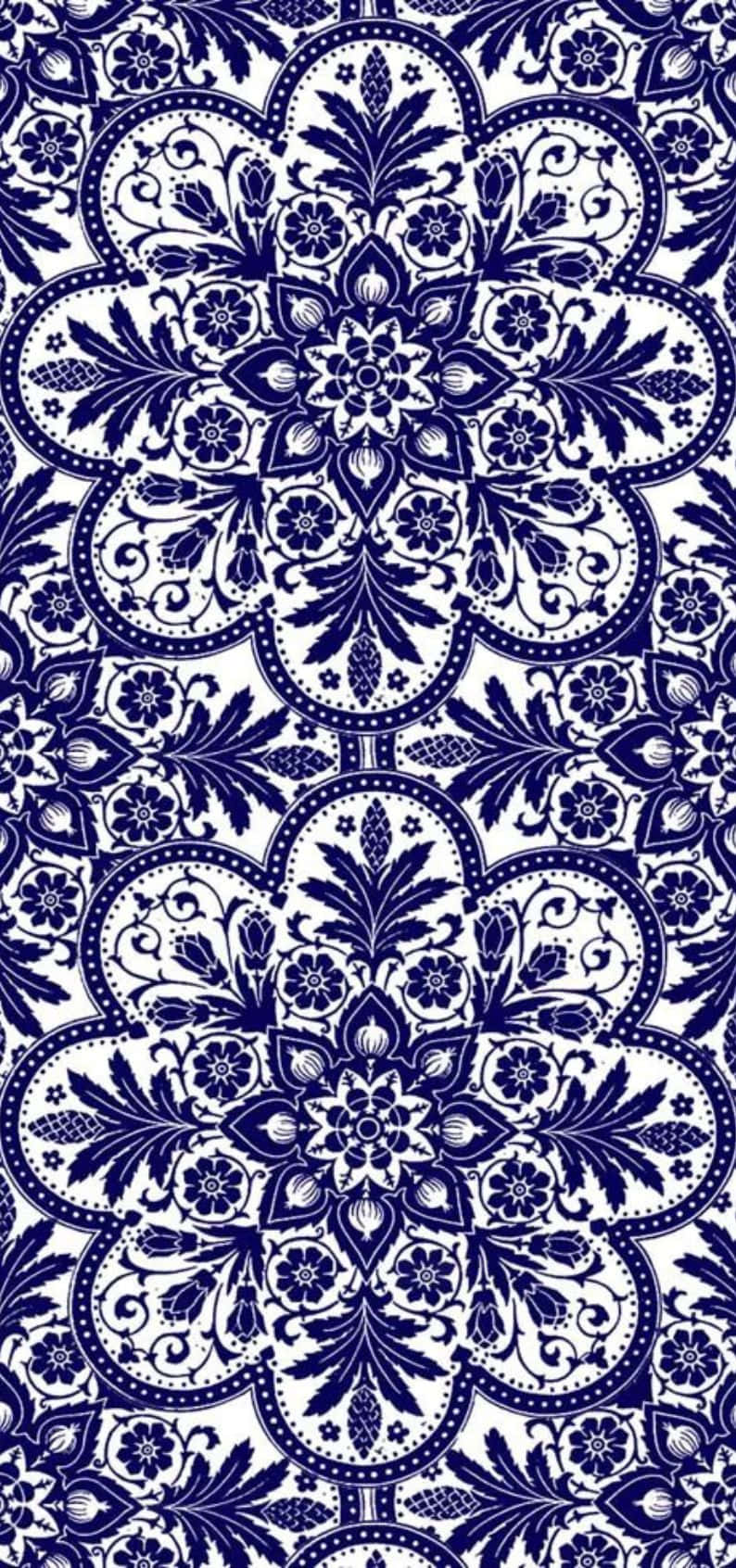 Blue Damask Pattern Design Wallpaper