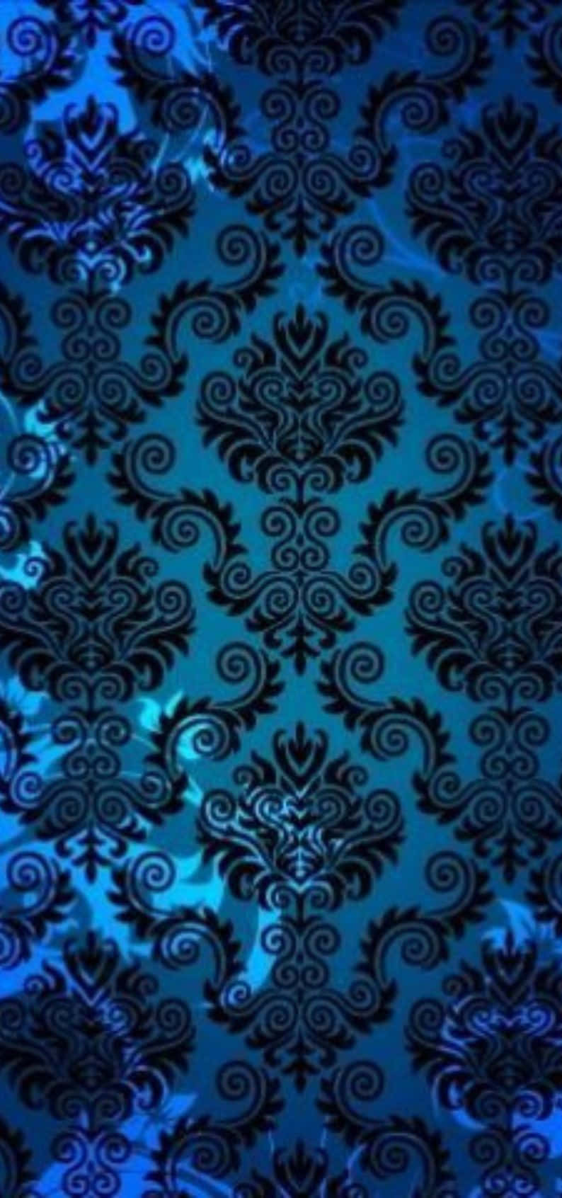 Blue Damask Pattern Texture Wallpaper