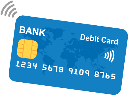 Blue Debit Card With Contactless Payment Icon PNG