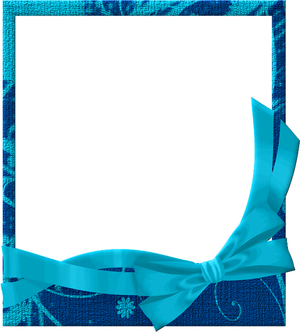 Blue Decorative Framewith Ribbon PNG
