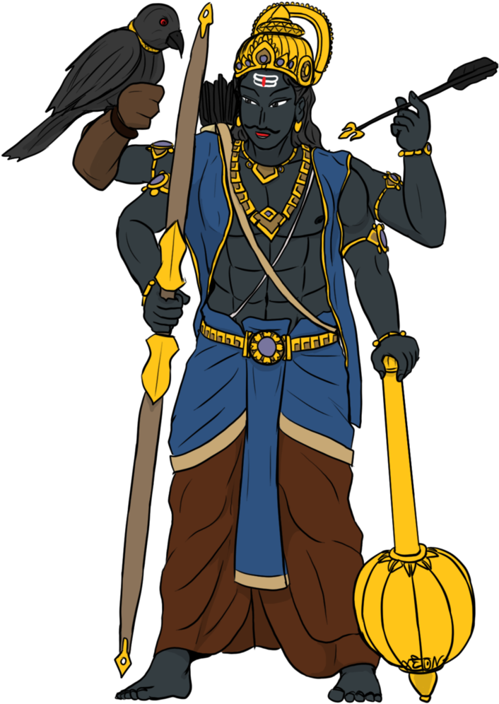 Blue Deitywith Crowand Weapons PNG